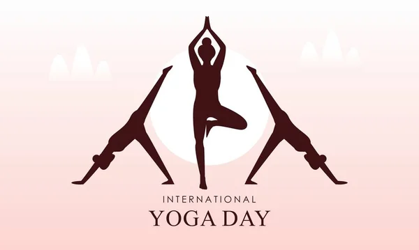 Uluslararası Yoga Illüstrasyonu Günü Yoga Vücut Duruşu — Stok Vektör