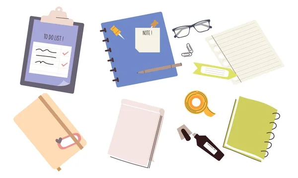 Notizbücher Notizblöcke Tagebücher Planer Organisatoren Setzen Vektor — Stockvektor