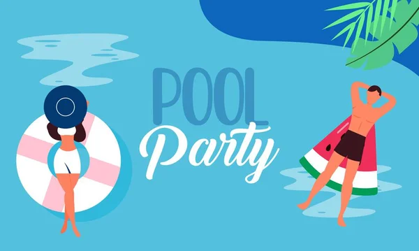 Summer Pool Party Invitation Illustration — Stock Vector