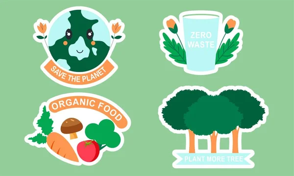 stock vector Flat design ecology badges pack