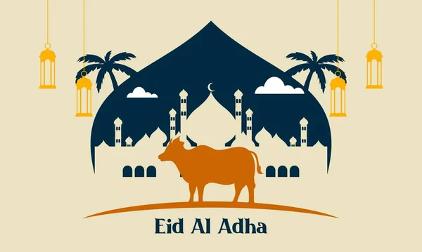 Eid Adha バナーデザインベクトルイラスト イスラームとアラビアの背景 — ストックベクタ