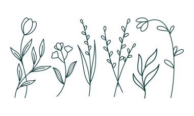 Çiçek süslemeli element paket vektörü