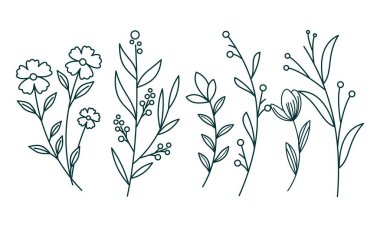 Çiçek süslemeli element paket vektörü