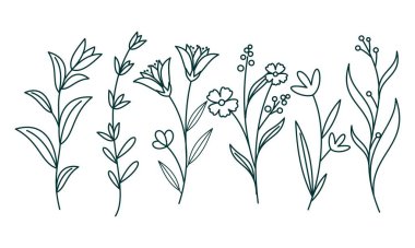 Çiçek süslemeli element paket vektörü