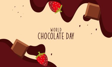 Çikolata logolu mutlu dünya çikolata günü illüstrasyonu
