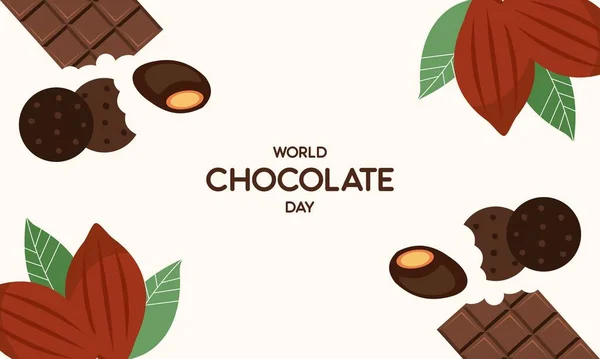 Çikolata Logolu Mutlu Dünya Çikolata Günü Illüstrasyonu — Stok Vektör