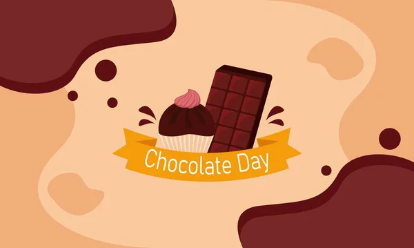 Щасливий День Шоколаду Ілюстрація Логотипом Шоколаду — стоковий вектор