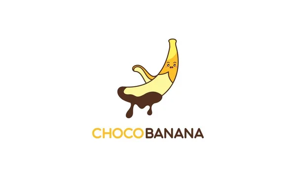 Schokoladenbananen Logo Mit Lustigem Charakter — Stockvektor