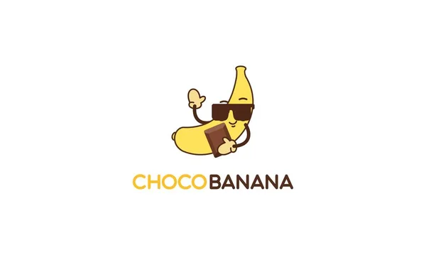 Σοκολάτα Μπανάνα Λογότυπο Αστείο Χαρακτήρα — Διανυσματικό Αρχείο