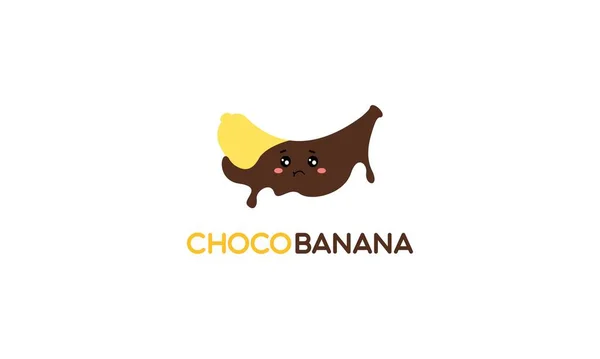 Logotipo Banana Chocolate Com Caráter Engraçado — Vetor de Stock