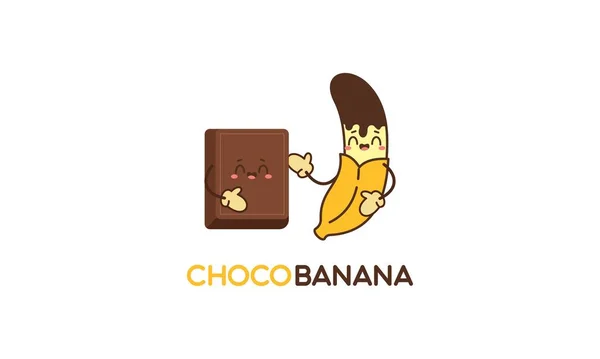 Chocolate banana logo with funny character — Illustration Chocolate Banana Logo Funny Character — Stock Vector