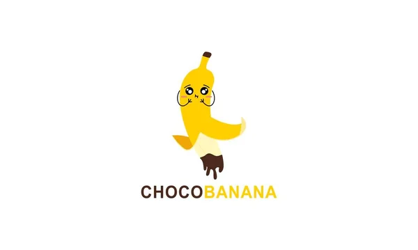 Chocolate Banana Logo Funny Character — Stock Vector