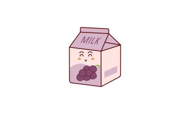 Çizgi film sütü. Asya ürünü. Kawaii anime tasarımı. Çizgi film biçimi