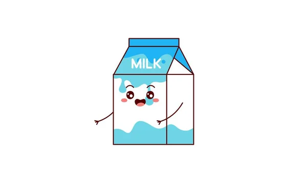 Γάλα Κινουμένων Σχεδίων Ασιατικό Προϊόν Σχεδίαση Anime Kawaii Στυλ Καρτούν — Διανυσματικό Αρχείο