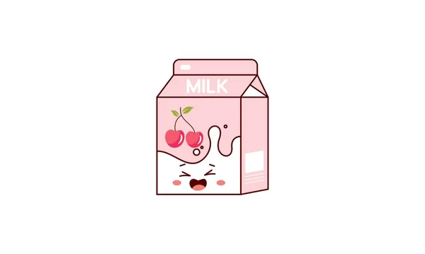 Мультяшное Молоко Азиатский Продукт Аниме Kawaii Карикатурный Стиль — стоковый вектор