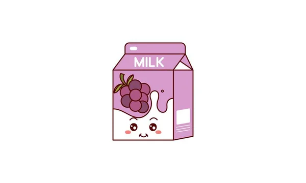 卡通牛奶 亚洲产品 Kawaii动画设计 卡通风格 — 图库矢量图片