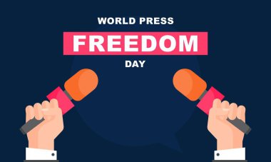 Düz tasarım dünyası Basın Özgürlüğü Günü illüstrasyonu