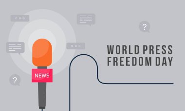 Düz tasarım dünyası Basın Özgürlüğü Günü illüstrasyonu