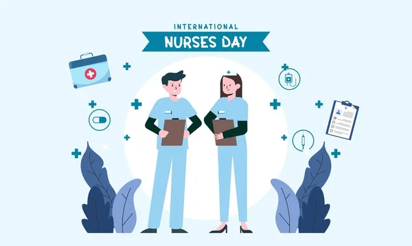 Flache Internationale Krankenschwestern Tag Illustration Vektor — Stockvektor