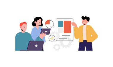 Modern veri analizi, ofis işi ve zaman yönetimi illüstrasyonu