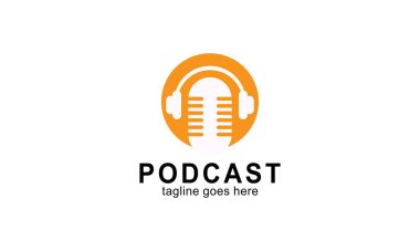 Yaratıcı podcast logo tasarım vektörü