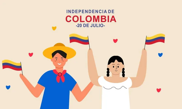 Piso Julio Ilustración Festividades Colombia — Vector de stock