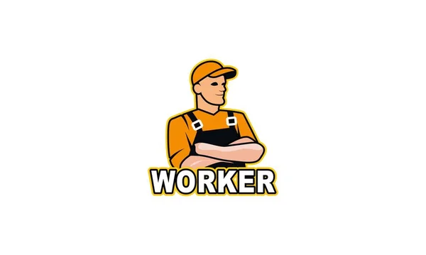 Servizio Lavoratore Logo Vettoriale Illustrazione — Vettoriale Stock