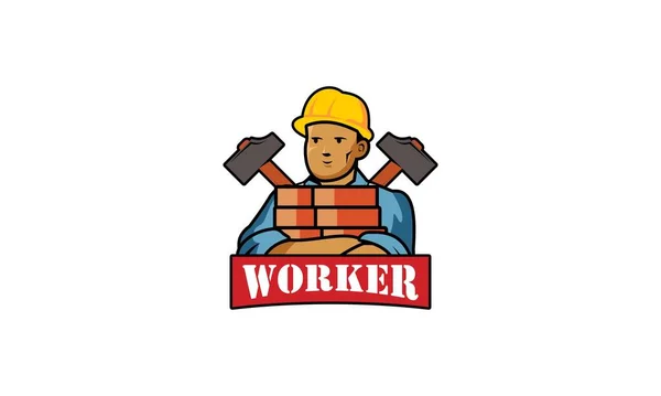 Servicio Trabajador Logotipo Vector Ilustración — Vector de stock