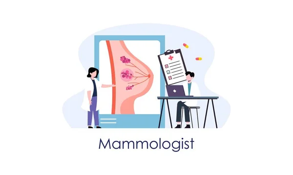 Mammologist Concept Consultation Doctor Breast Disease Idea Healthcare Medical — Stock Vector
