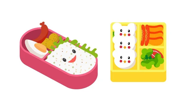 Λογότυπο Bento Box Ιαπωνικό Κουτί Φαγητού Διάφορα Παραδοσιακό Ασιατικό Στυλ — Διανυσματικό Αρχείο