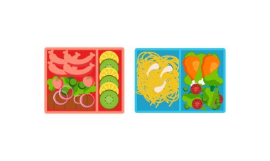 Parlak içerikli beslenme çantaları. Öğle Yemeği Konsepti