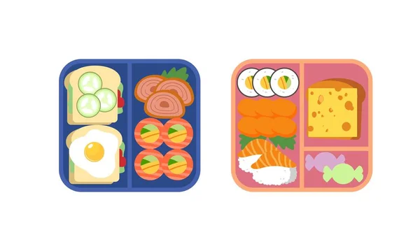 Lunchbox Behälter Mit Hellem Inhalt Mittagskonzept — Stockvektor