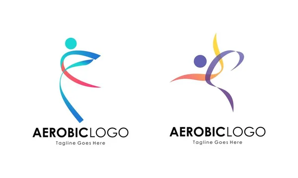 Conception Créative Logo Style Ligne Fitness Bien Être — Image vectorielle