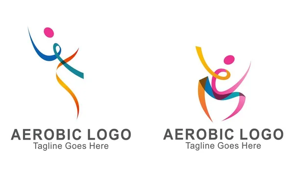 Creative Fitness Wellness Line Style Logo Design — Stock Vector