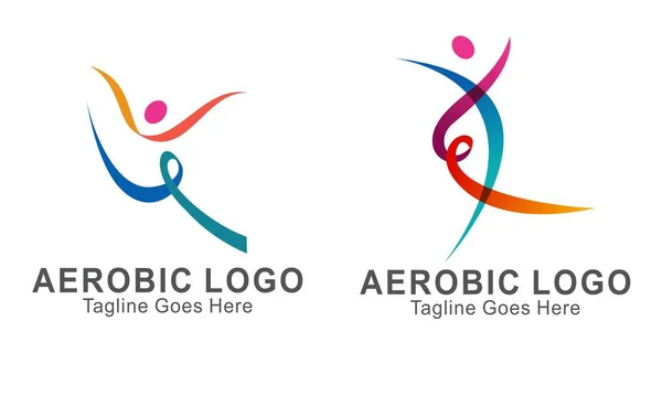 Creative Fitness Wellness Line Style Logo Design — Stock Vector