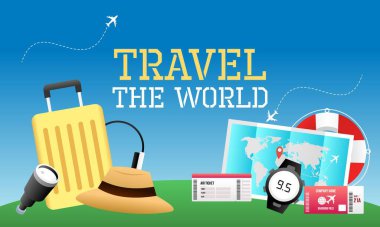 Dünyayı dolaş. vektör illüstrasyonu.