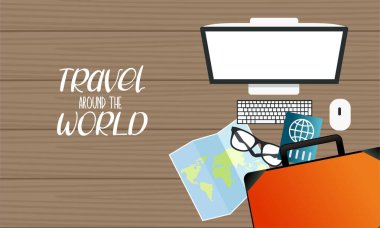 Dünyayı dolaş. vektör illüstrasyonu.