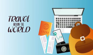 Dünyayı dolaş. vektör illüstrasyonu.