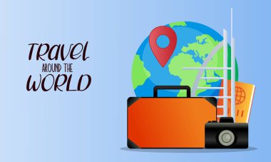 Dünyayı dolaş. vektör illüstrasyonu.