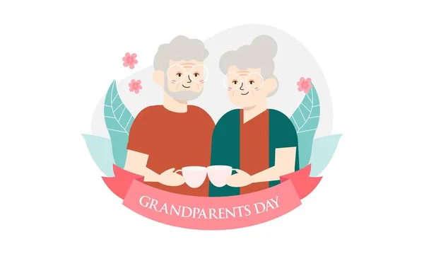 Mutlu Büyükanne Büyükbaba Günleri Vektör Çizim Grafik Tasarımı — Stok Vektör