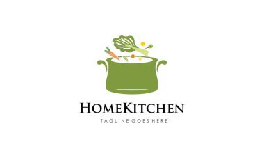 Modern ve minimalist ev mutfak logosu tasarım vektör şablonu