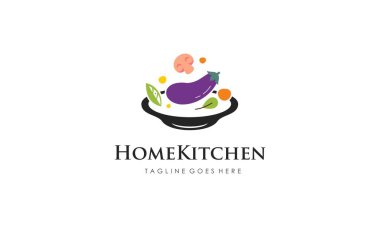 Modern ve minimalist ev mutfak logosu tasarım vektör şablonu