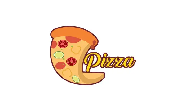 Desain Logo Vektor Pizza - Stok Vektor