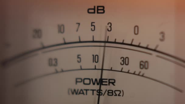 Vintage Analog Meter Audio Signal Decibels Watts Close — Stock Video