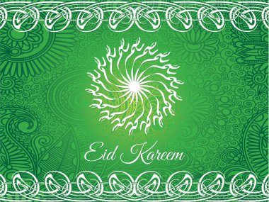 Çiçek desenli yeşil ve beyaz bir arkaplan ve bayram karam kelimesi beyazla yazılmış. Ramazan Kareem Dua Etme Kurban Bayramı HariRaya Aidilfitri Süslemesi