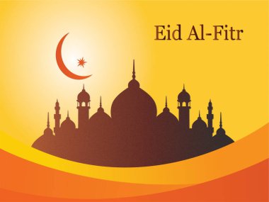 Büyük ayı olan bir şehrin posteri ve bayram tabiri. Posterin sıcak ve davetkar bir havası var. Ramazan Kareem Dua Etme Kurban Bayramı HariRaya Aidilfitri Süslemesi