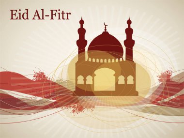 Üzerinde bayram tabiri geçen renkli bir cami çizimi. Kutlama ve dini önem kavramı. Ramazan Kareem Dua Etme Kurban Bayramı HariRaya Aidilfitri Süslemesi