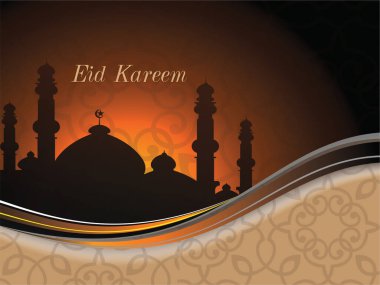 Arka planda günbatımı olan güzel bir cami çizimi. Çizimin adı Bayram Karam. Ramazan Kareem Dua Etme Kurban Bayramı HariRaya Aidilfitri Süslemesi