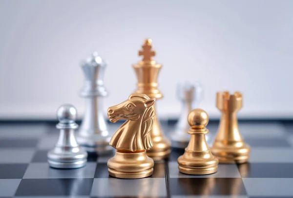 Gold Knight Whithe Background International Chess Ideas Competition Strategy Chess — Stock Photo, Image