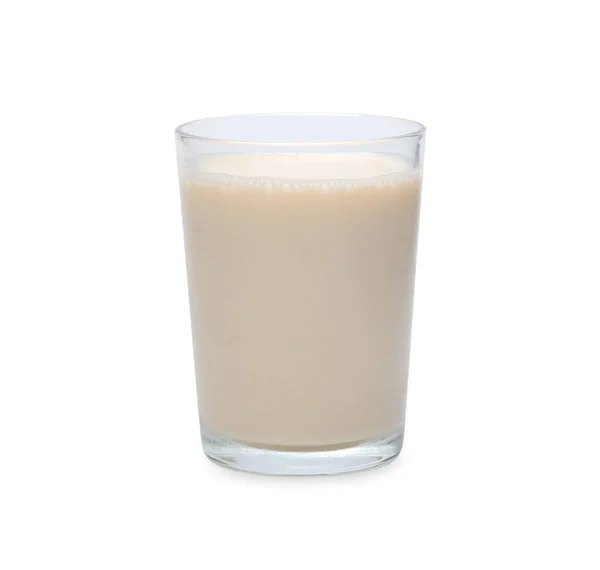 纯白背景下分离的豆浆杯 健康的饮品概念 有切割路径 — 图库照片